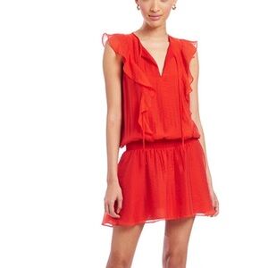 Amanda Uprichard Vibrant Red Drop Waist Mini Dress